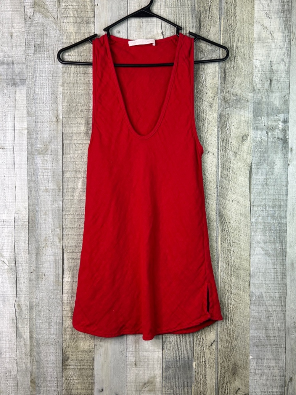 Creatures of Comfort Size 4 Red Deep V Scoop-neck w/Side Slits 99% Linen